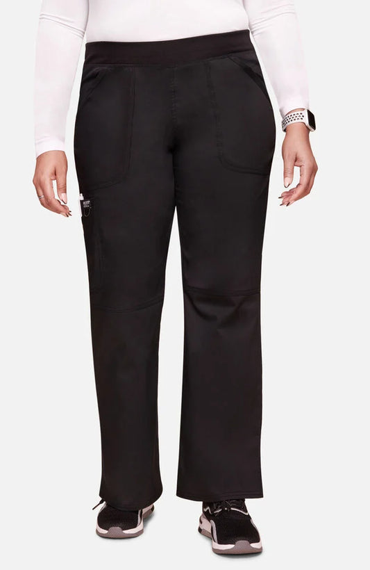 Women's Elastic Waist Cargo Pocket Scrub Pant - Petite