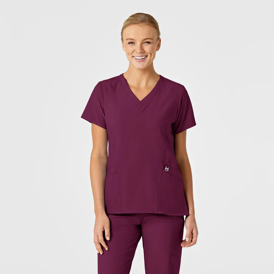 W123 Women's Stylized V-Neck Scrub Top - PLUS