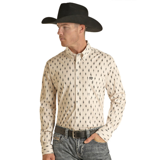 Rock&Roll Denim Men's Classics Natural Butyon Long Sleeve Shirt