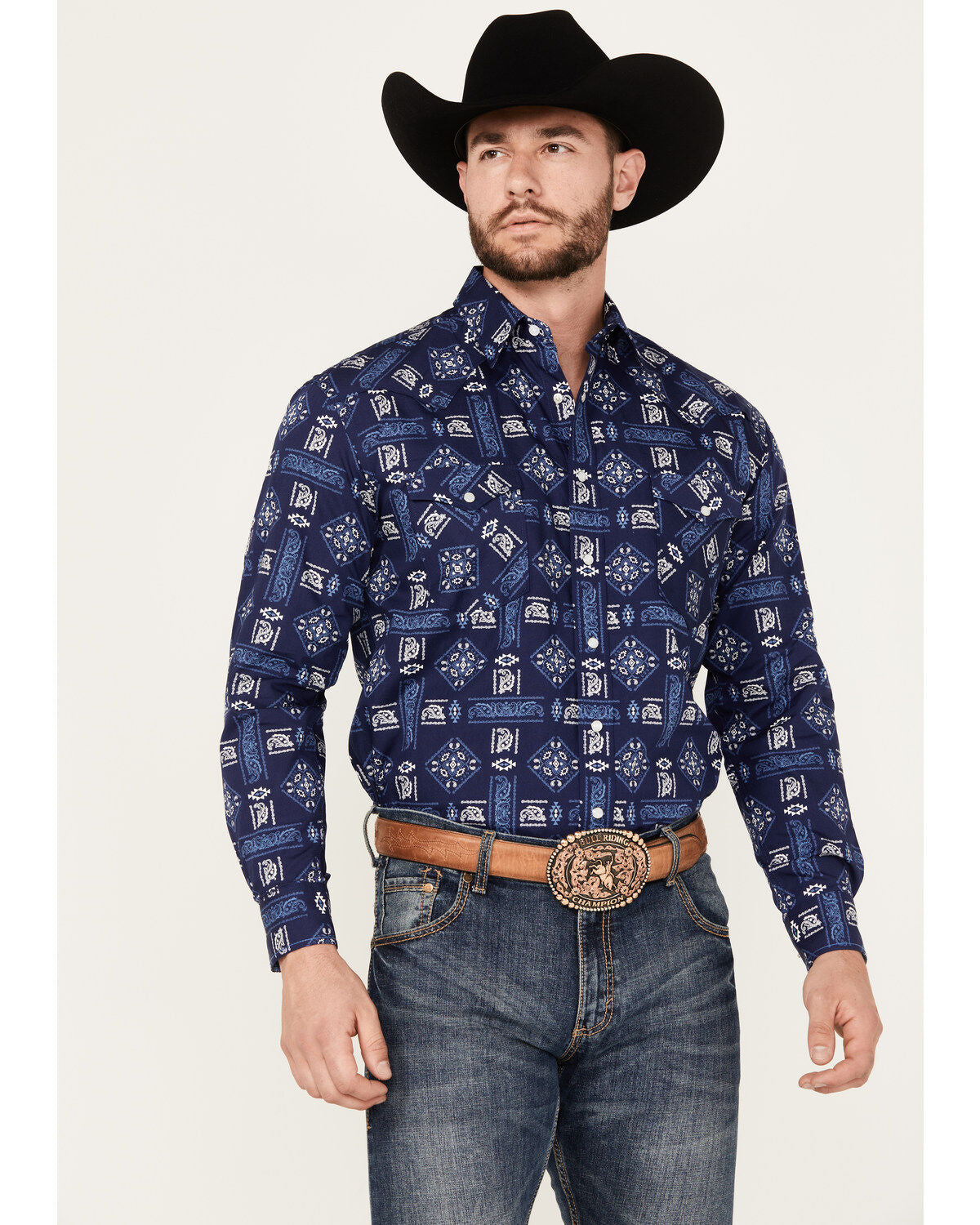 Panhandle Bandana Southwestern Long Sleeve Snap Western Shirt