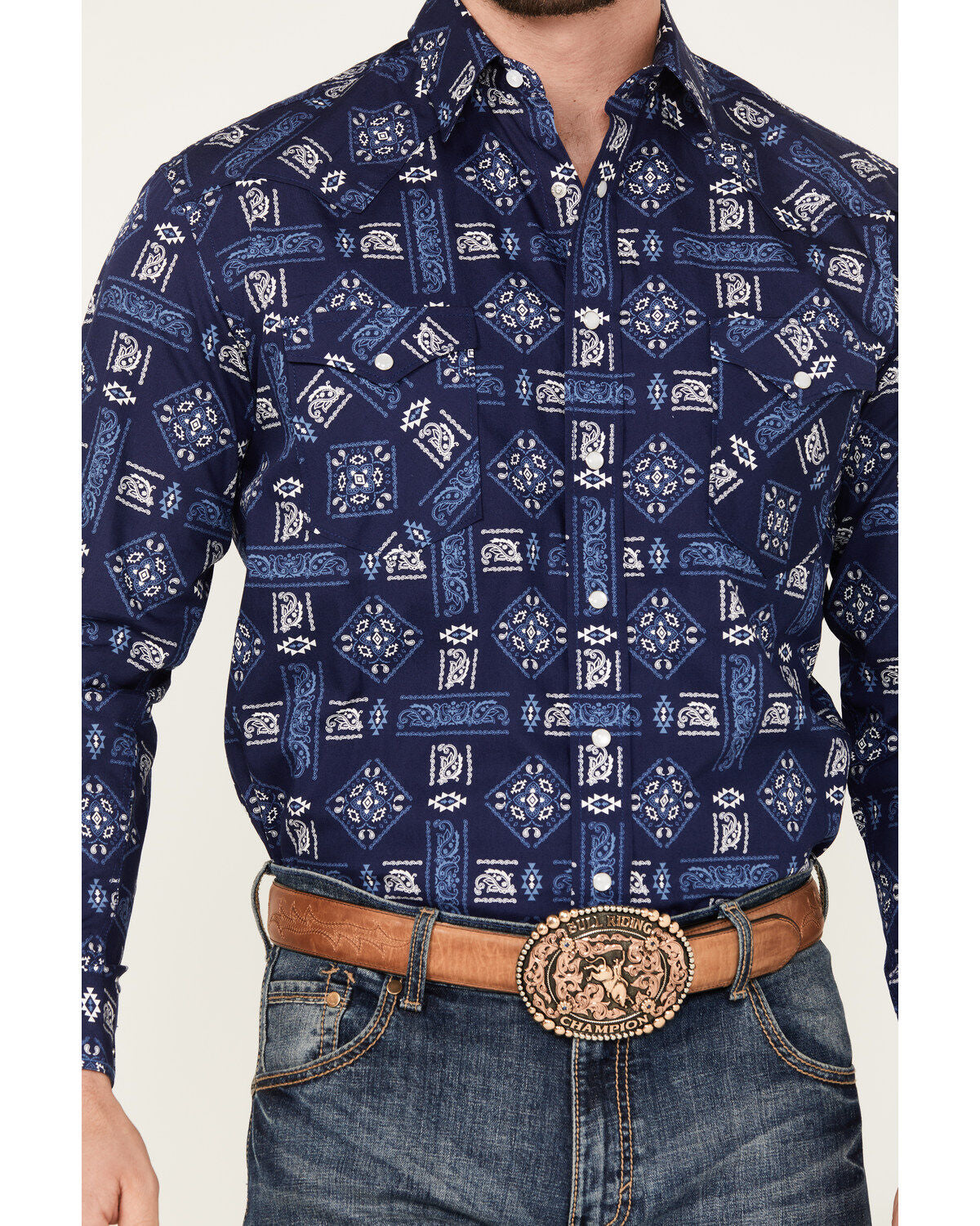 Panhandle Bandana Southwestern Long Sleeve Snap Western Shirt