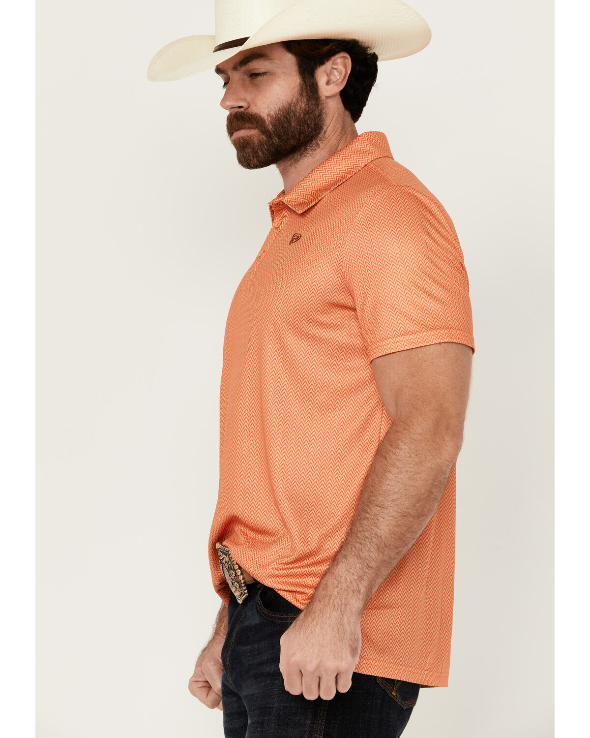 ROCK&ROLL SS MICRO PRINT POLO - ORANGE
