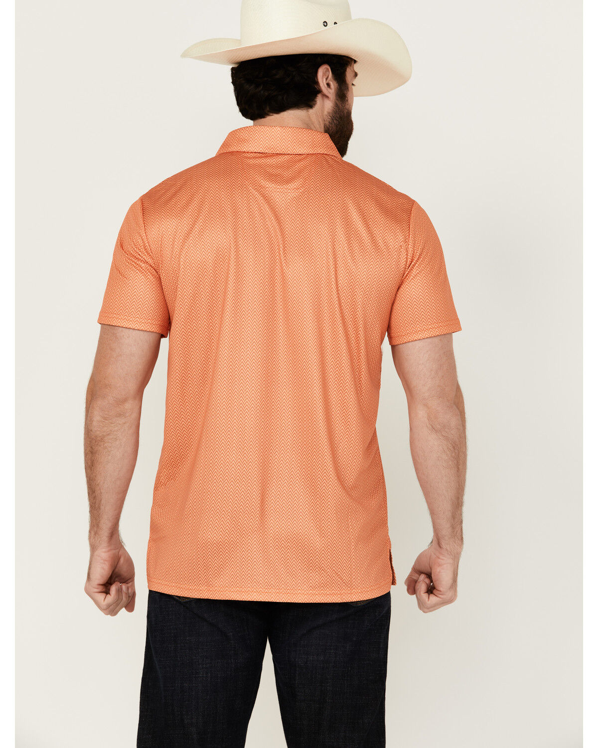 ROCK&ROLL SS MICRO PRINT POLO - ORANGE