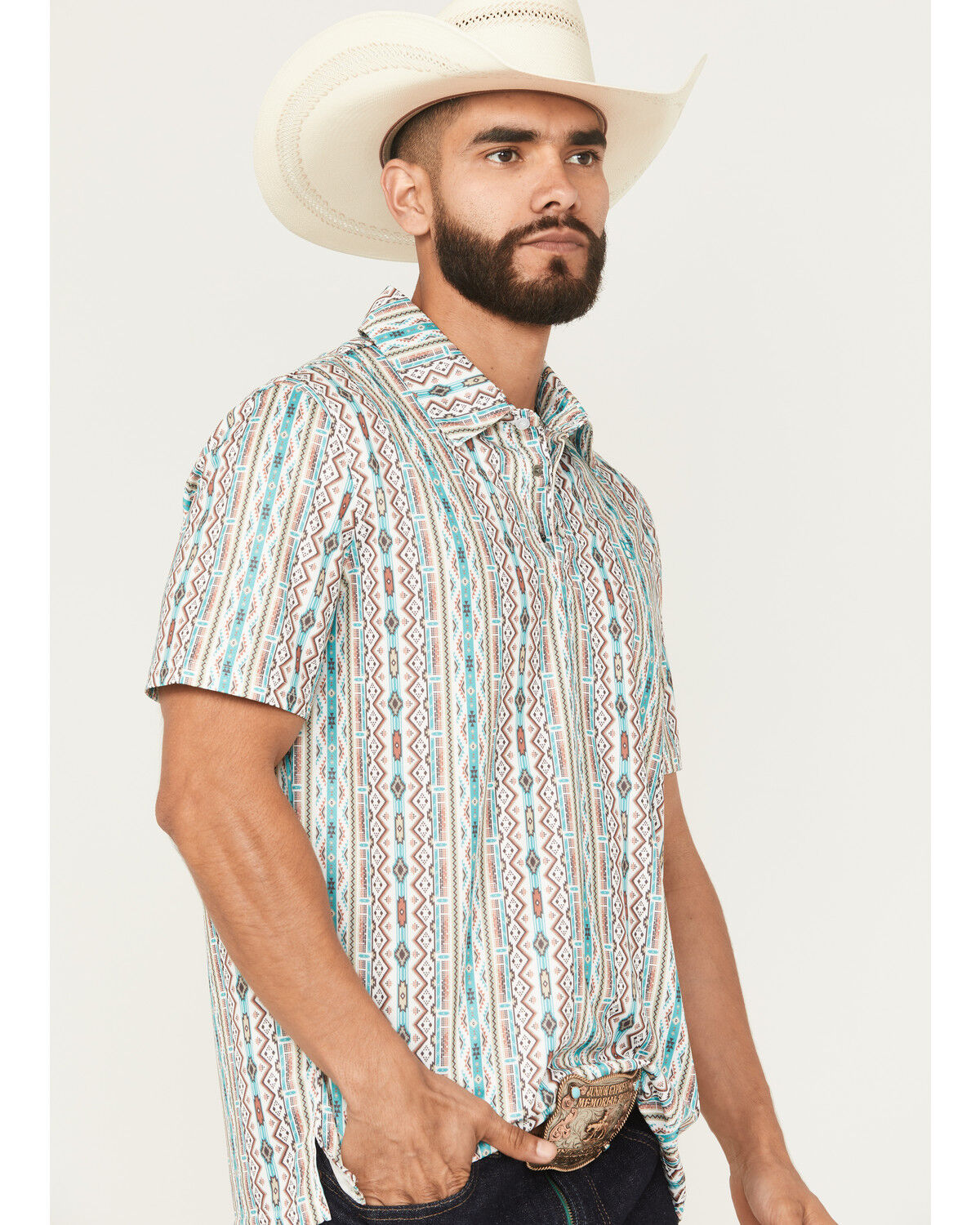 PANHANDLE SLIM SS SNAP POLO - TURQUOISE