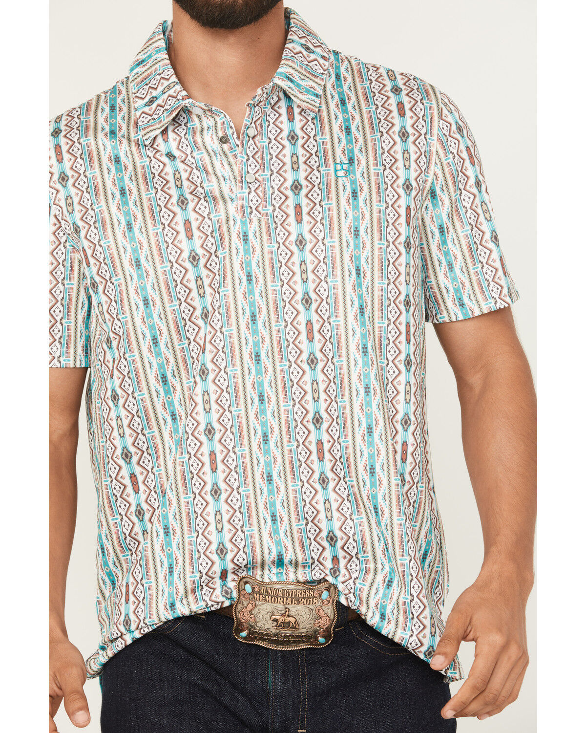 PANHANDLE SLIM SS SNAP POLO - TURQUOISE