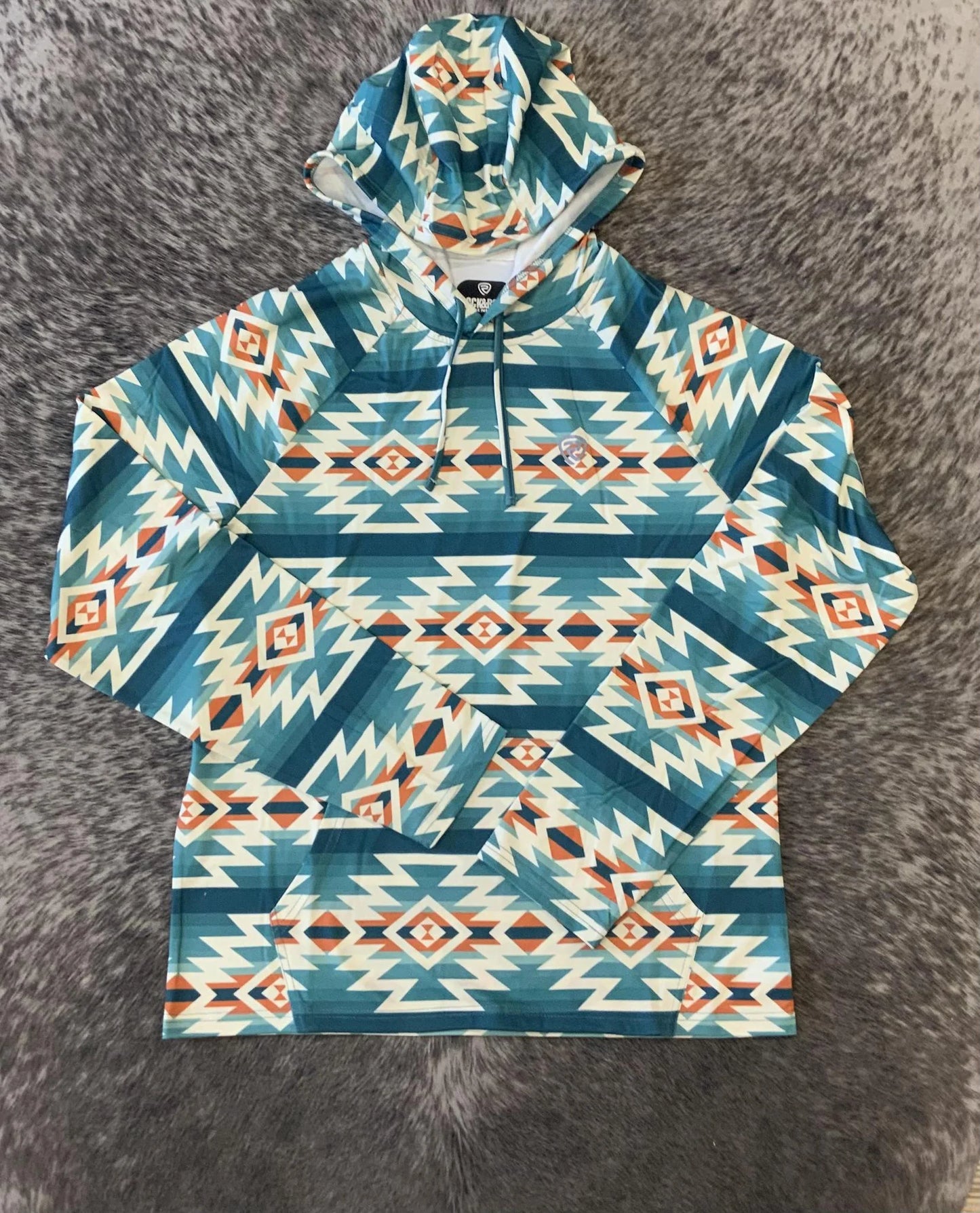 **FINAL SALE** ROCK & ROLL: MENS PRINTED PERFORMANCE TAUPE HOODIE