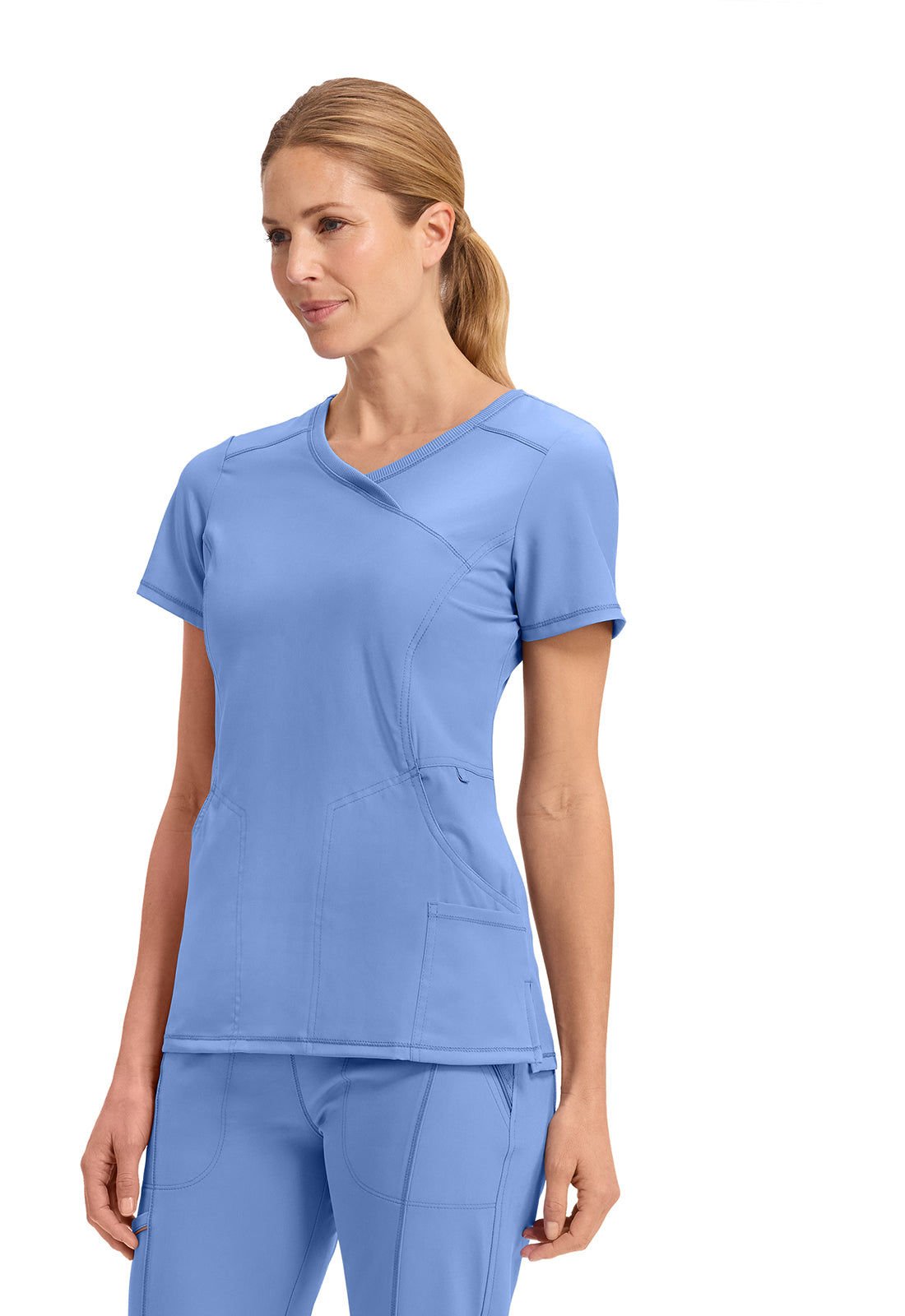 Infinity - Women's Mock Wrap Solid Scrub Top