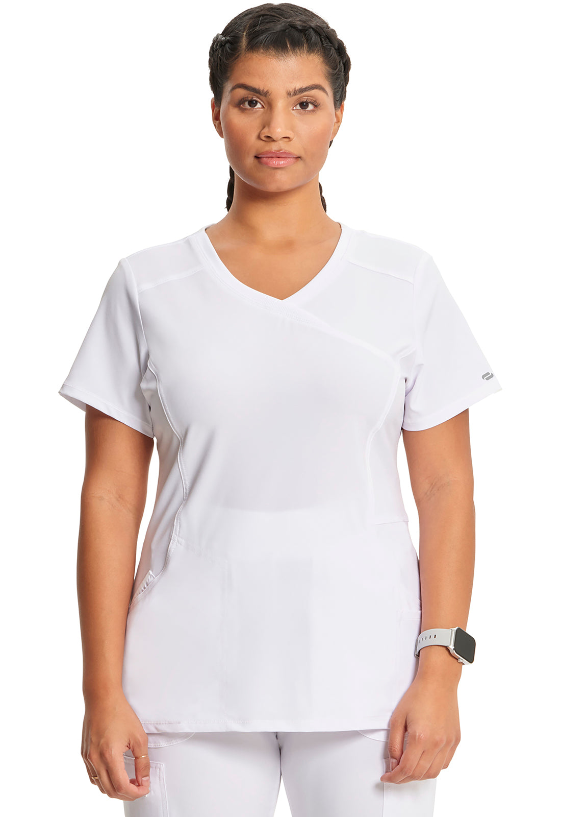 Women's Mock Wrap Solid Scrub Top