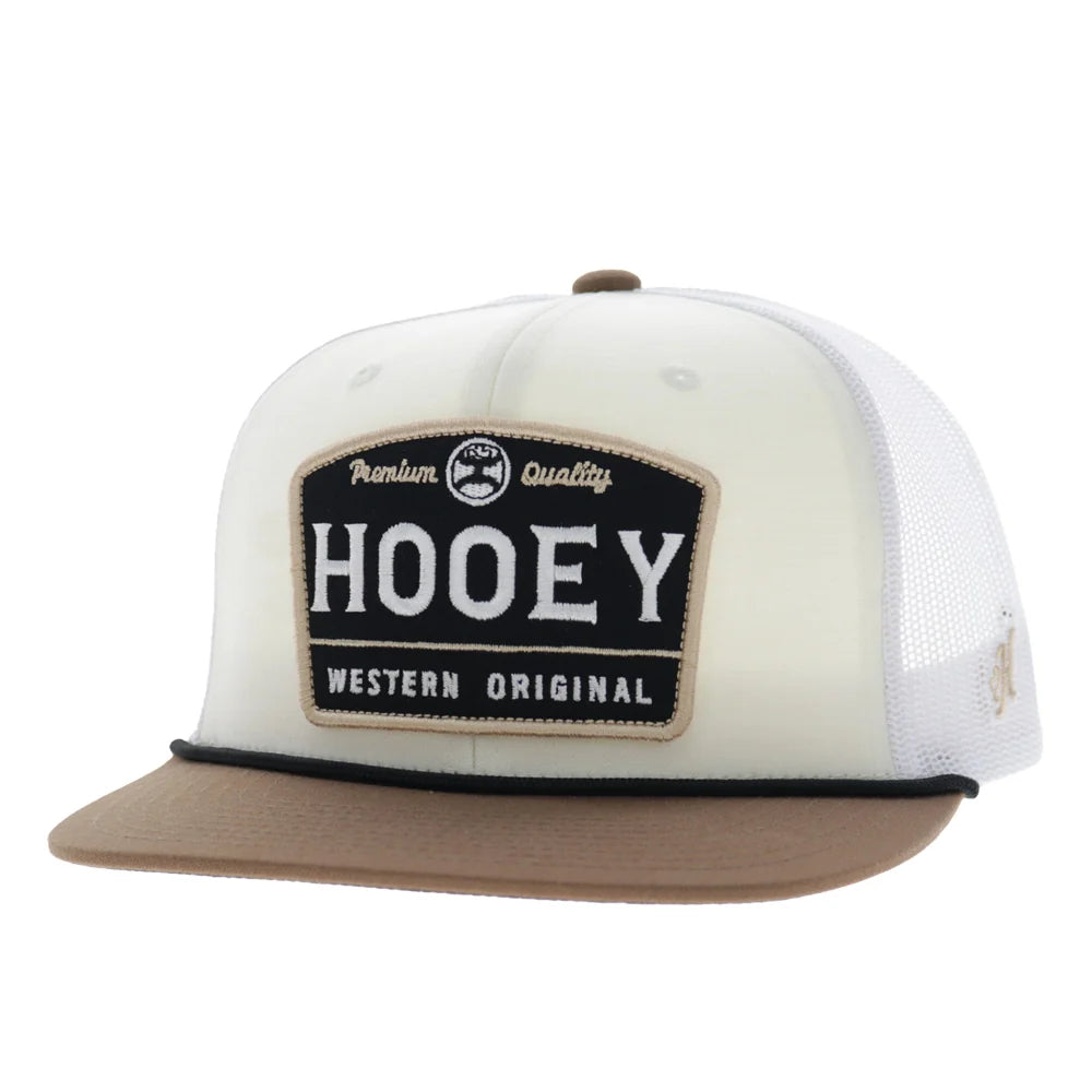 Hooey Trip 5-Panel Trucker Snapback Hat Cream/White