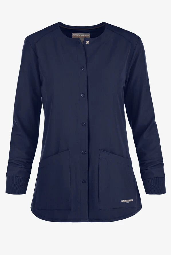 Stability 2-Pocket Crewneck Snap-Front Scrub Jacket