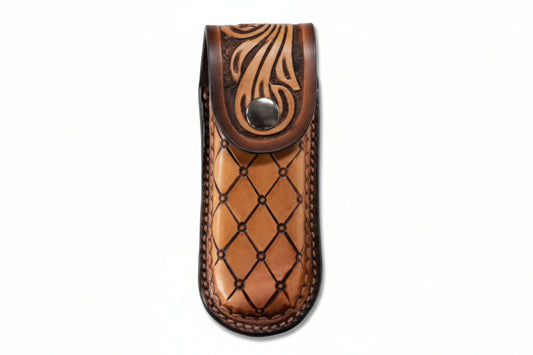 3D Knife Sheath Closed Diamond Floral Brown