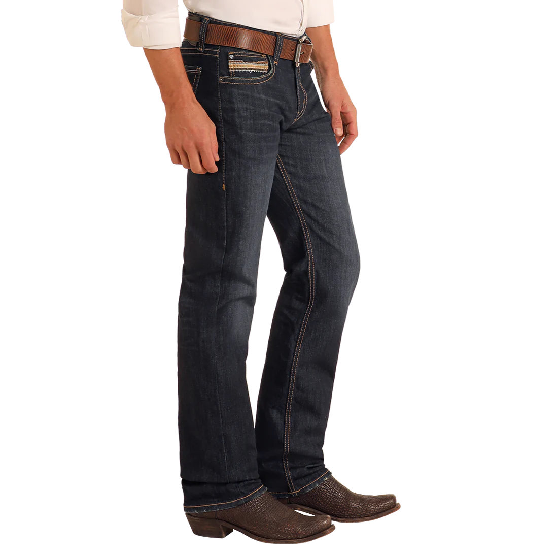 ROCK&ROLL JEAN TRI COLOR EMB REVOLVER STRAIGHT