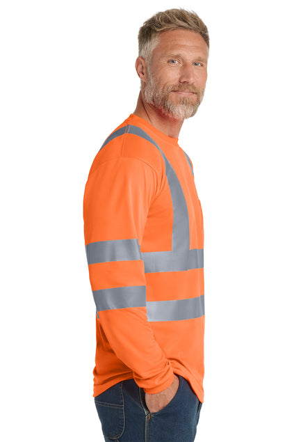 CornerStone ANSI 107 Class 3 Long Sleeve Snag-Resistant Reflective T-Shirt - Orange