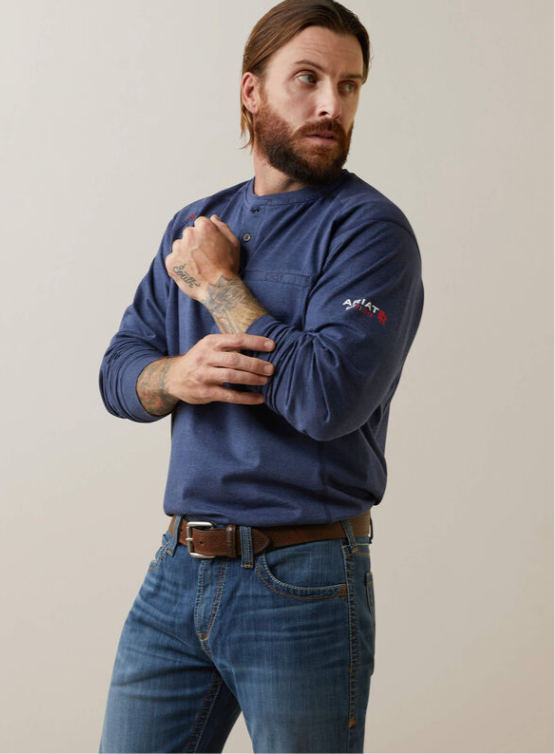 Ariat FR Air Refinery Row Graphic Henley Top