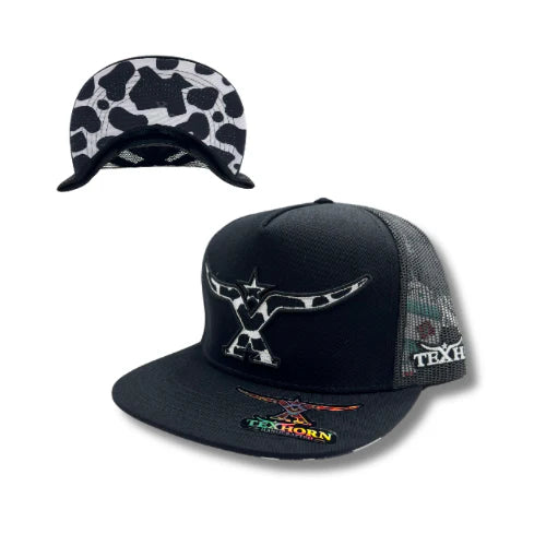 TexHorn Hat- Black Cow