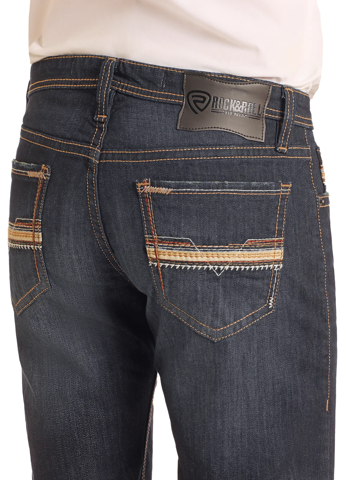 ROCK&ROLL JEAN TRI COLOR EMB REVOLVER STRAIGHT