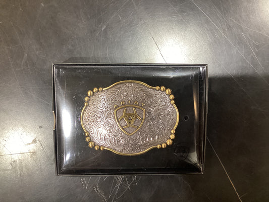 Gold and silver Ariat buckle