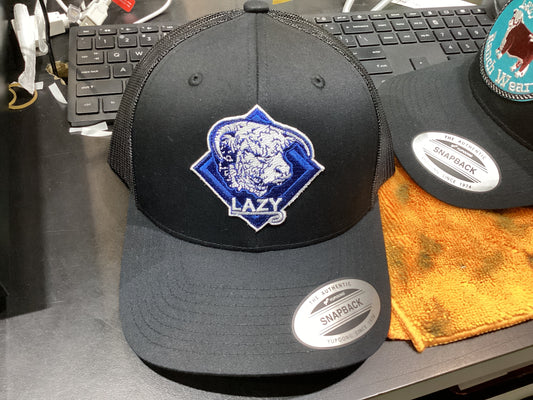 Lazy J Ranch Cap- BLACK with blue diamond