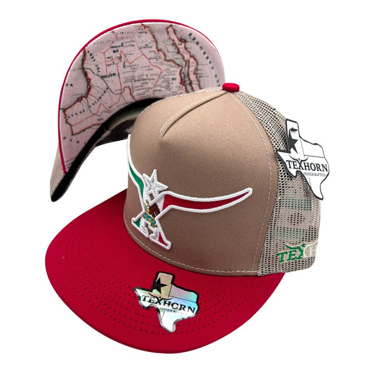 TEXHORN HAT - TAN/RED MEXICO LONGHORN