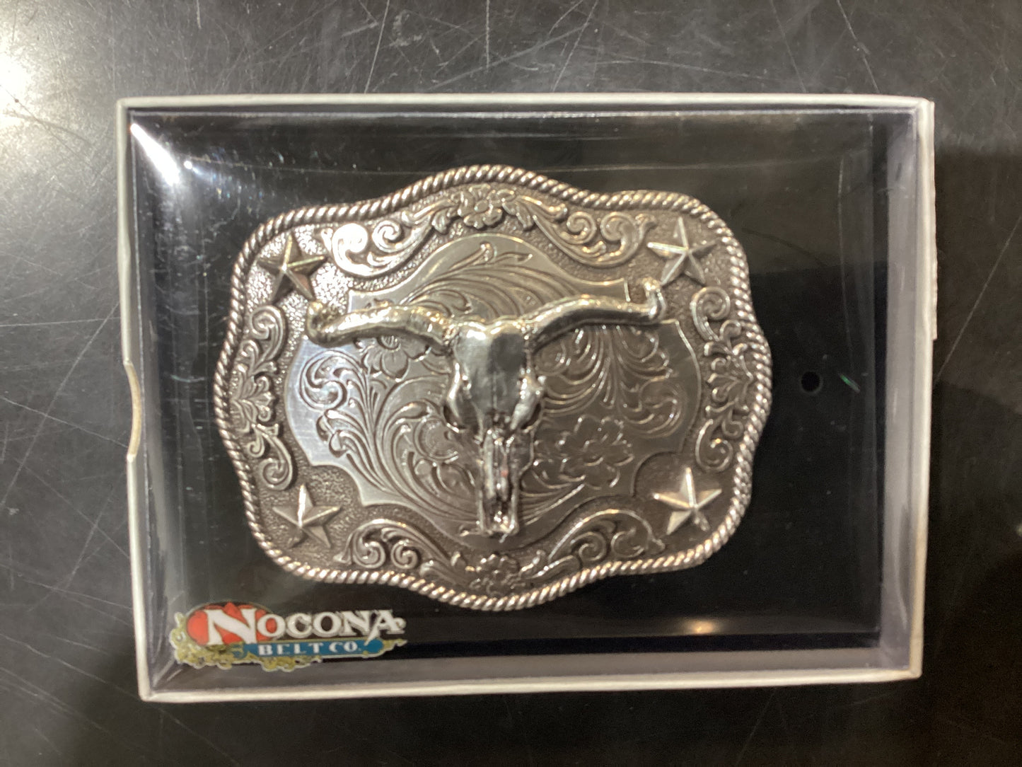 NOCONA silver cow skull buckle