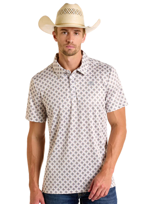 Rock & Roll Denim Aztec Printed Polo - Natural