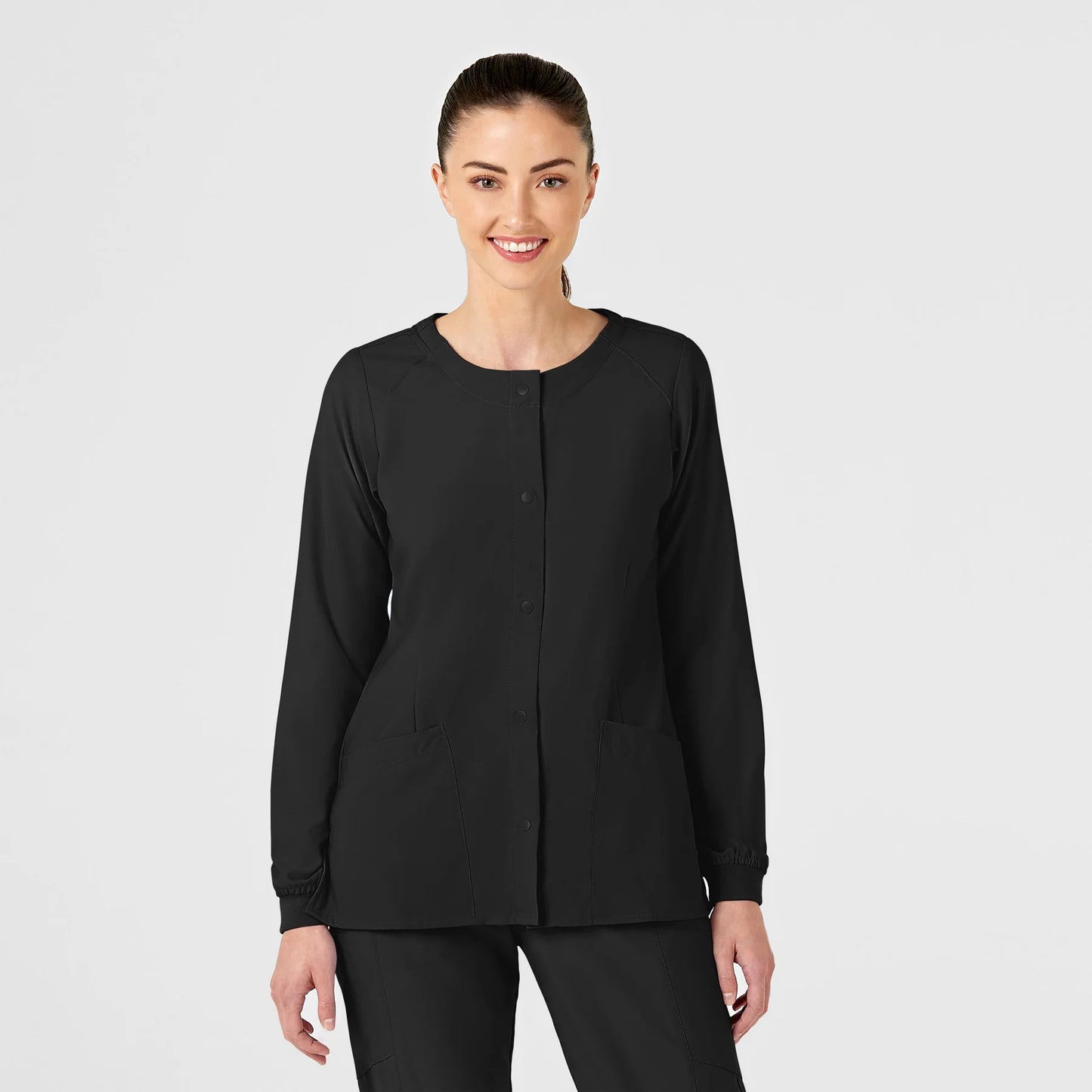W123 Women's Crew Neck Warm Up Scrub Jacket