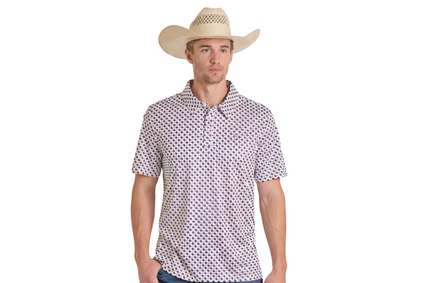 Panhandle Slim Texas Novelty Print Snap Polo