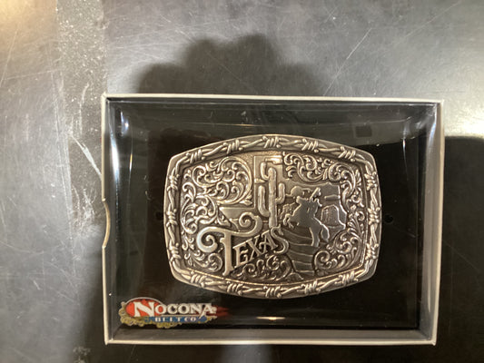 NOCONA silver square buckle with texas