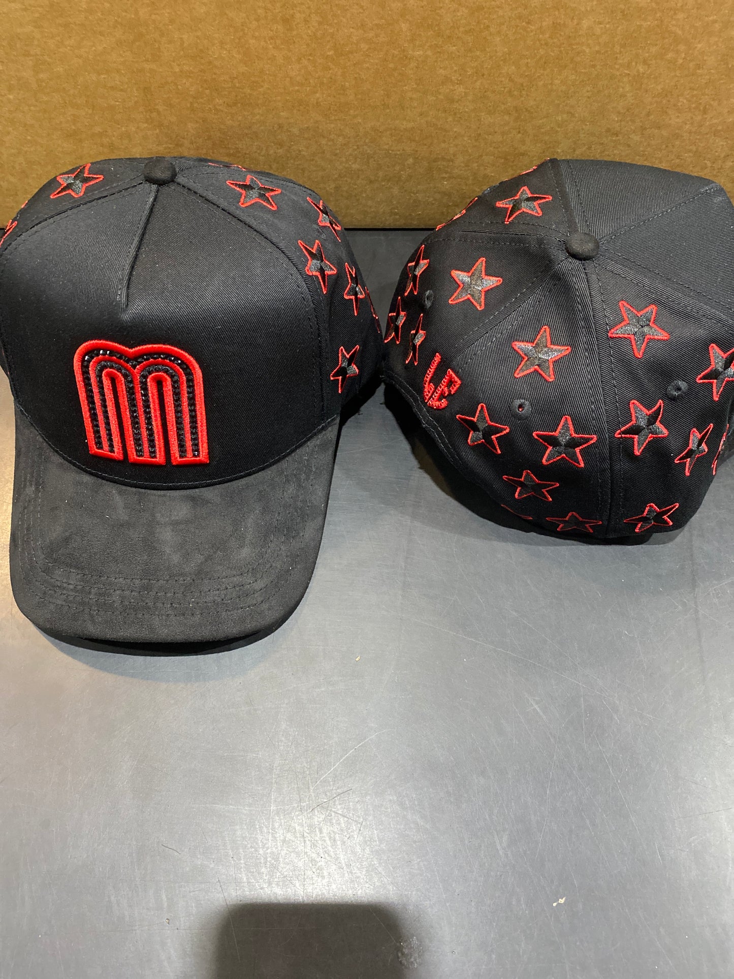 Hat M Mexico Patches Black/Red Rhinestone