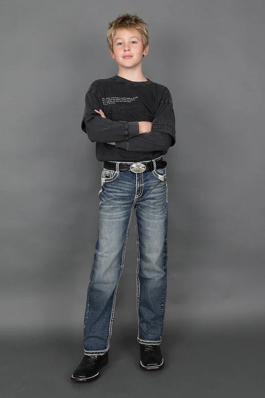 Youth Answer Me Embroidered Straight Jeans