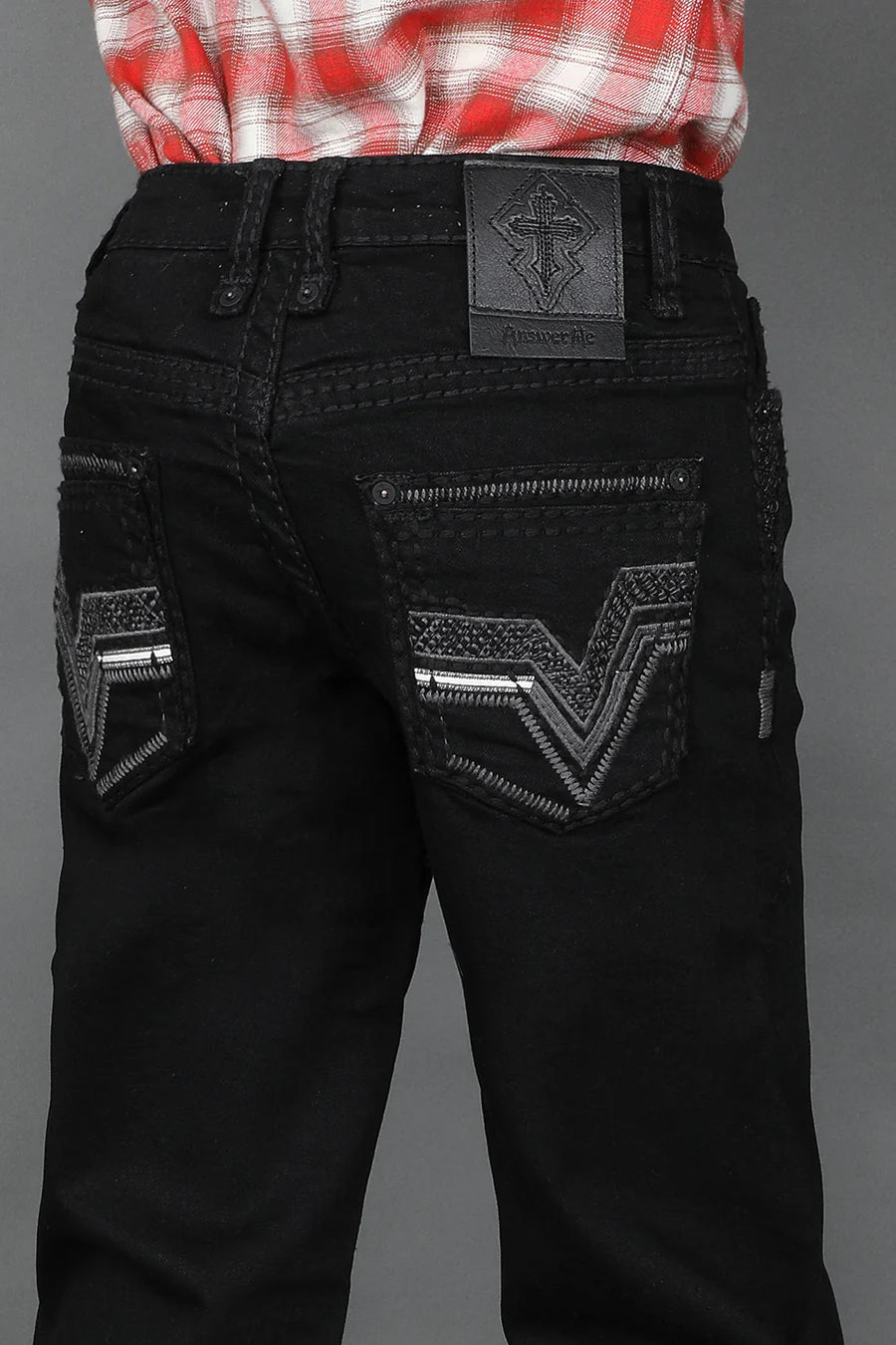 Youth Answer Me Embroidered Straight Jeans