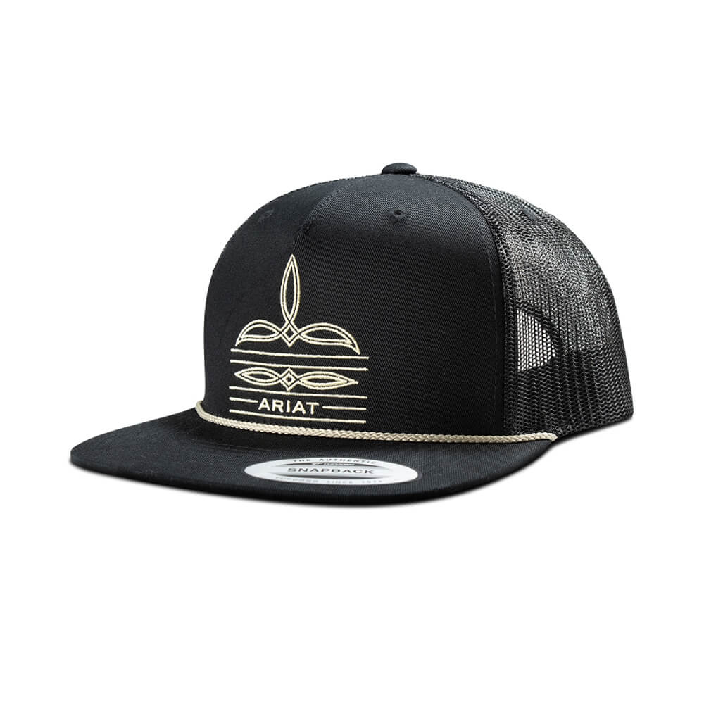 Ariat Men's Black Embroidered Boot Stitch Logo Cap