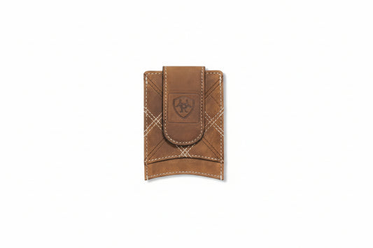 Ariat Card Case Cross Stitch Patch Medium Brown