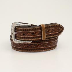 Ariat Mens Belt 1 1/2 Buck Stitching Floral Tooled