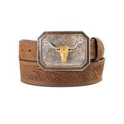 Ariat Mens Belt Floral Embossed Medium Brown*