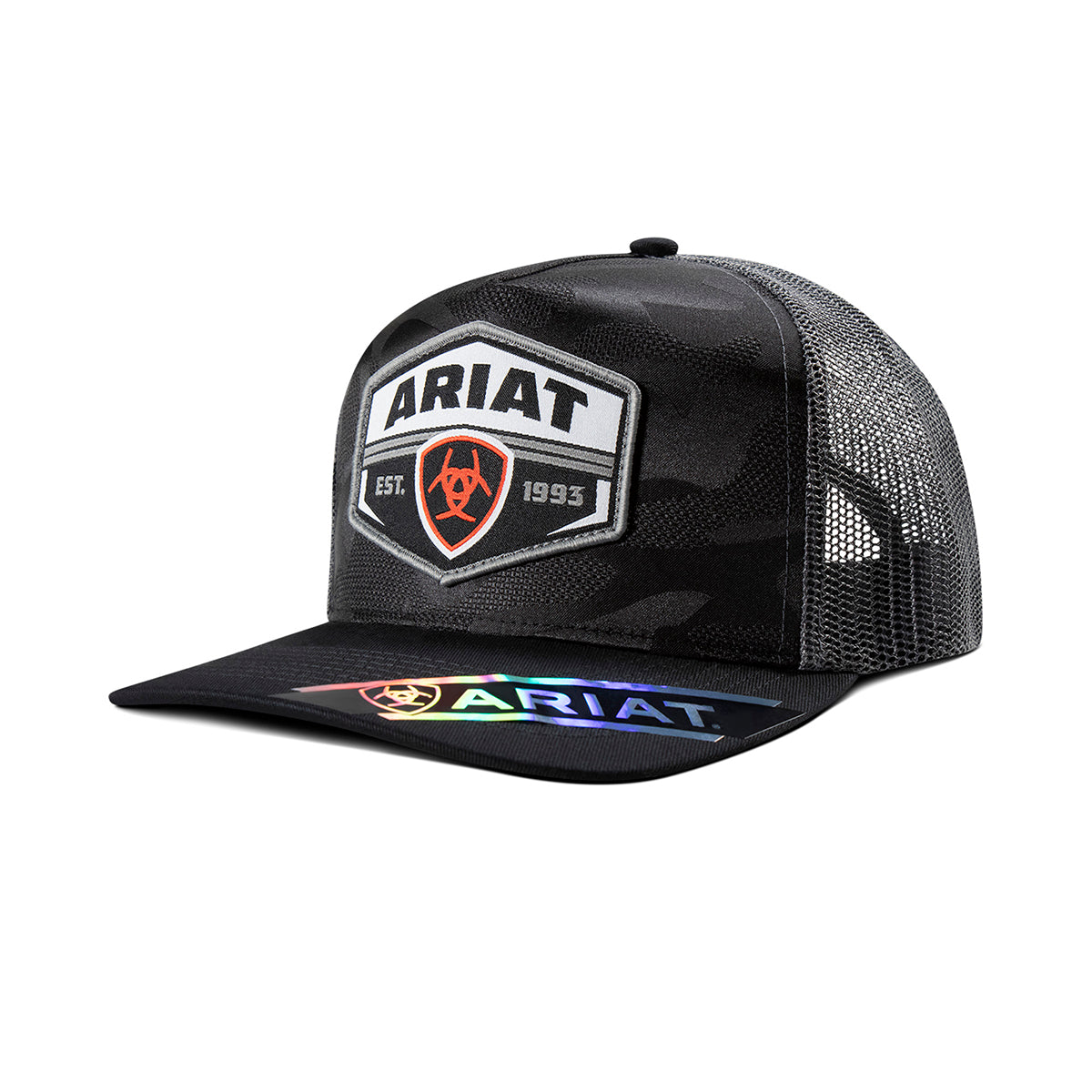 Ariat Mens Cap Snap Back Camo Patch Black