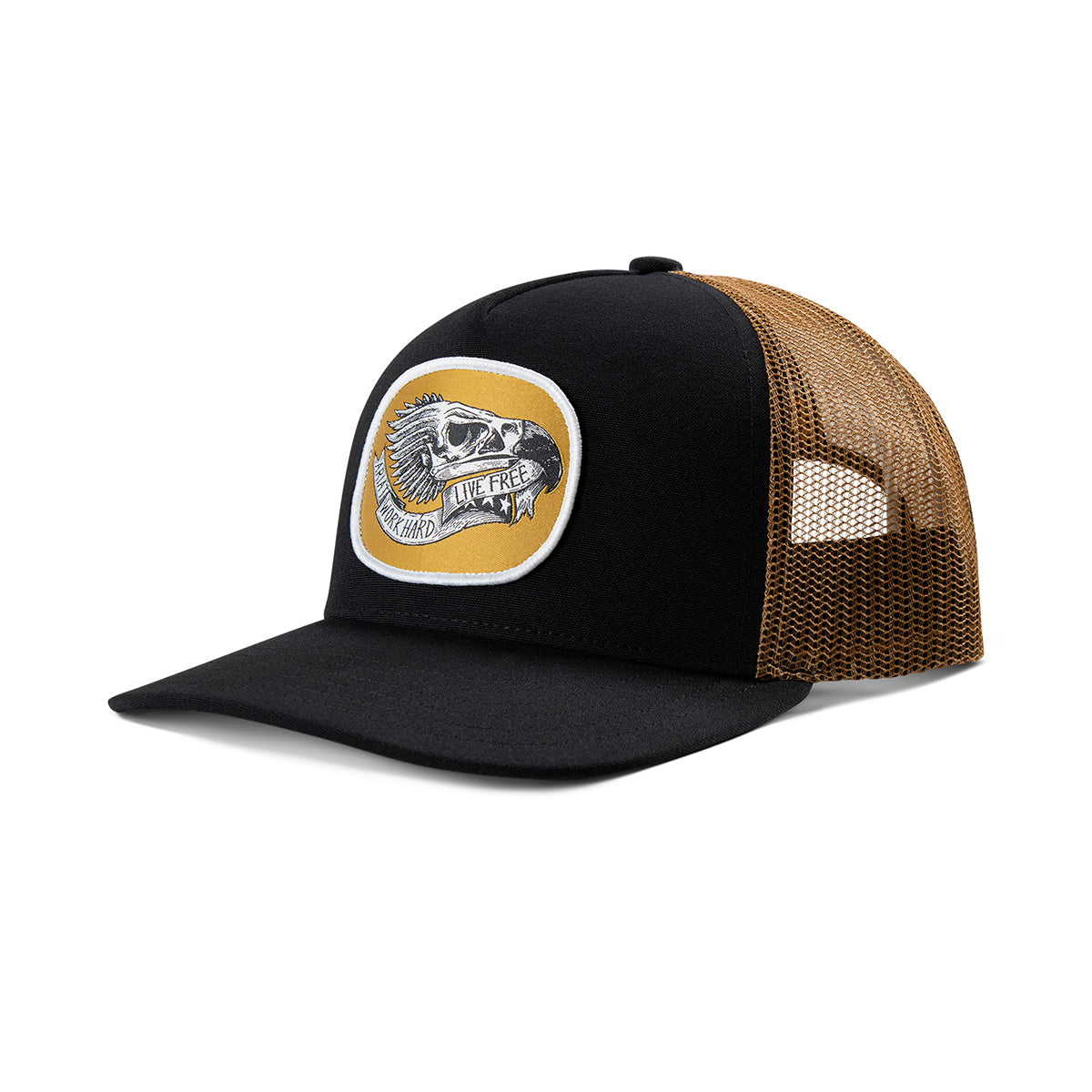 Ariat Mens Cap Snap Back Eagle Skull Patch Black
