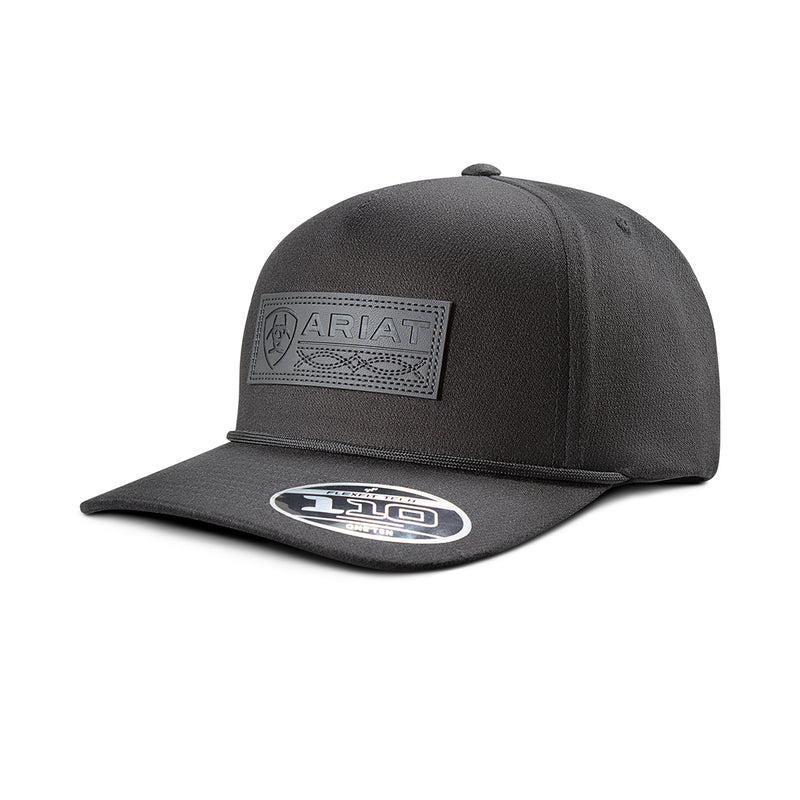 Ariat Mens FlexFit 110 Cap Snap Back Faux Leather Patch Black