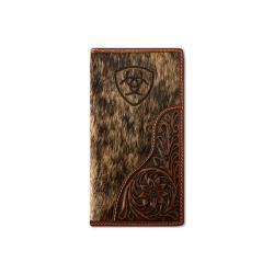 ARIAT LASER ETCHED SHIELD BROWN TRIFOLD WALLET