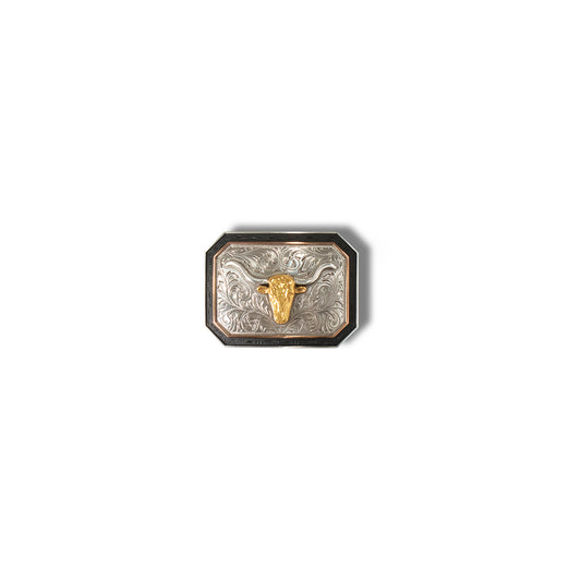 Ariat Rectangle Buckle Longhorn Antique Silver