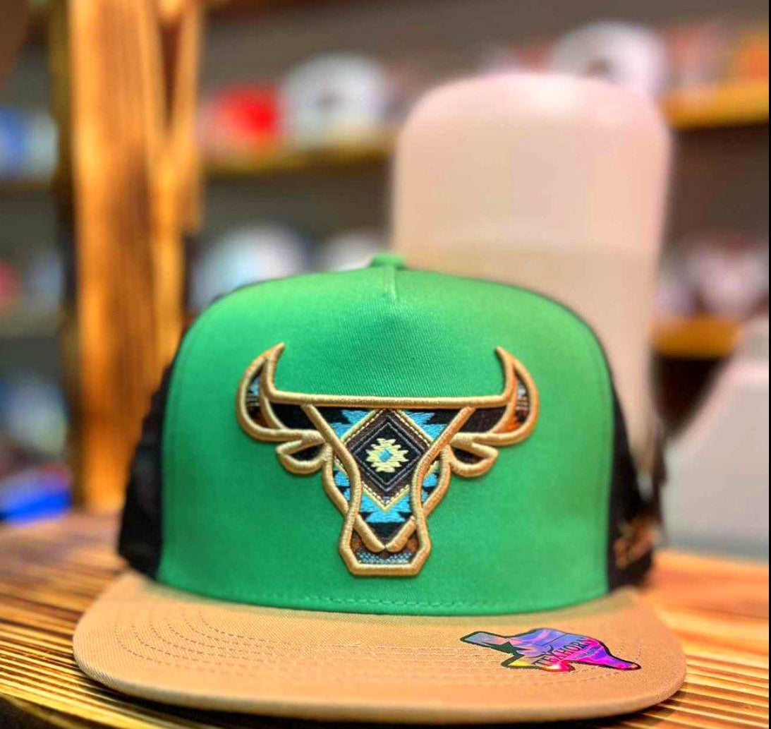 TexHorn Hat - Southwest Bull GREEN/TAN