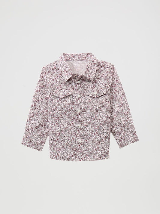 Wrangler Boys Toddler Burgundy Paisley Western Snap Long Sleeve Shirt