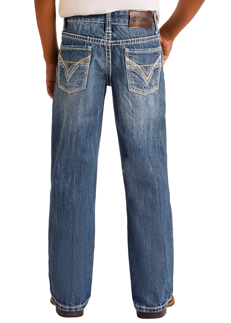 Boys' Ivory Top-Stitching Regular Fit Bootcut Jeans