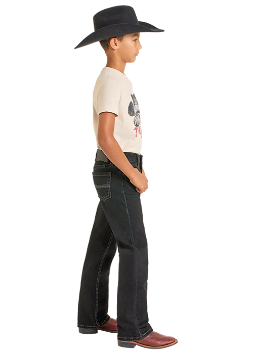 Boys' Regular Fit Black Bootcut Jeans