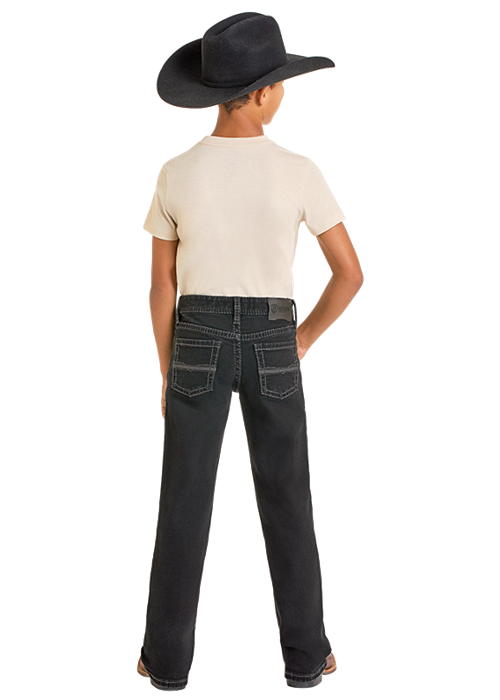 Boys' Regular Fit Black Bootcut Jeans