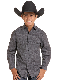 Rock&Roll Youth Mmedallion Printed LS Snap