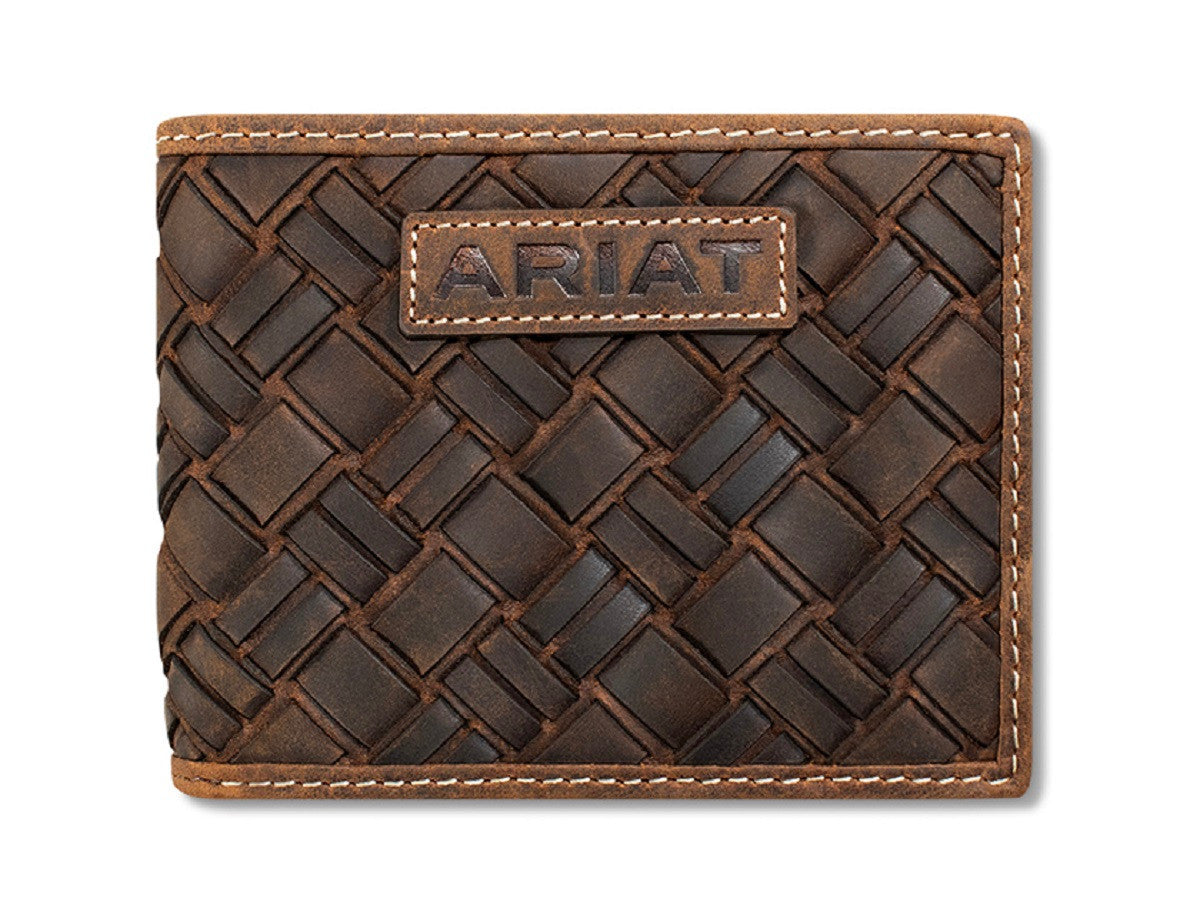 Ariat Bifold Wallet Basket Weave Medium Brown