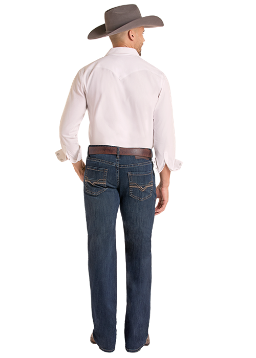 Rock&Roll Ladder Stitch Emb Double Barrel Straight Jean