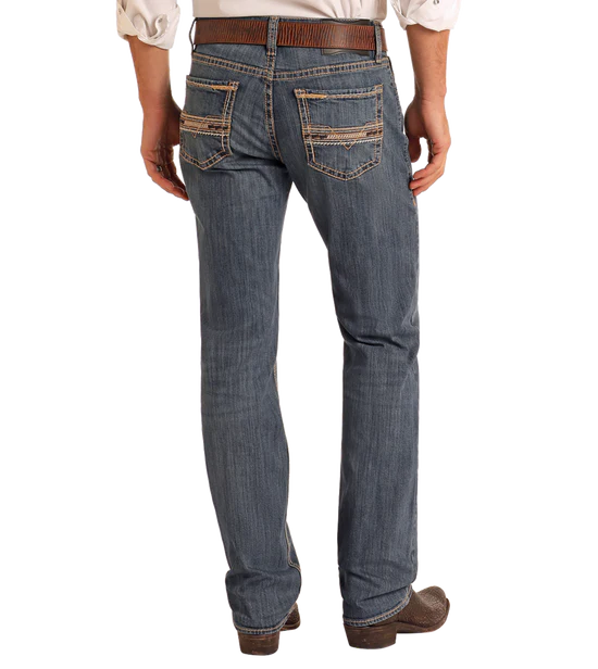 Rock&Roll Slim Fit Leather Stitch Straight Leg Jeans