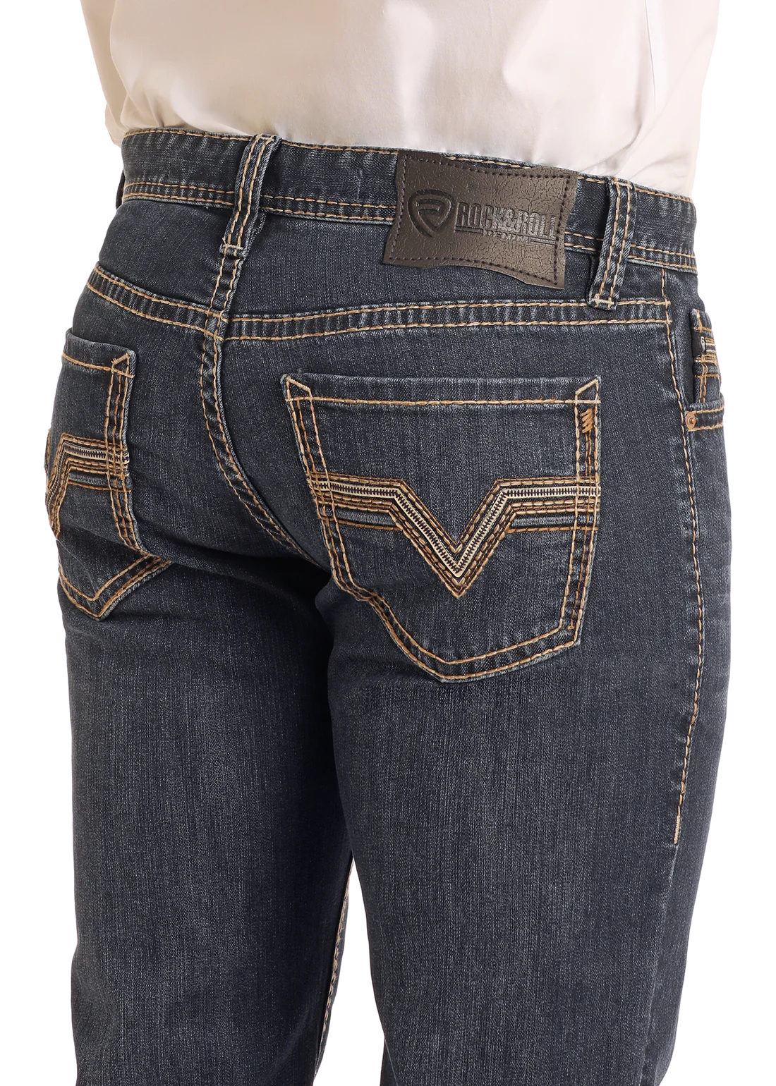 Slim Fit Dark Wash Two-Tone Stitch Straight Leg Jeans